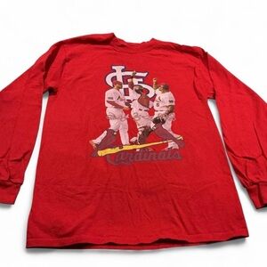 St. Louis Cardinals Men’s Long sleeve Red Tee Signed Graphic Baseball Sz M